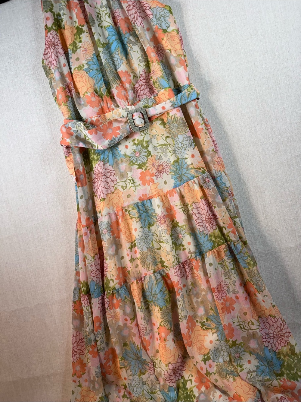 Taylor Pastel Floral Halter Maxi Dress with Belt - Picture 3 of 9